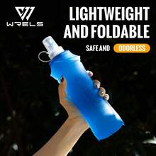WRELS 1PC Foldable Marathon Water Bottle With Heat-Press Technology - Odorless, Portable Cold Water Bottle For Hiking, Running, Trail Running And Camping