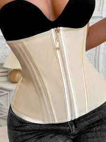 Gaine de taille Contrôle du ventre, nouvelle arrivée, shape du corps en latex à 13 baleines avec fermeture éclair extérieure et boutonné intérieur, fermetures éclair dorées