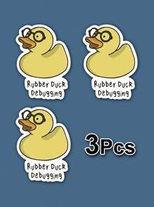 1/3pcs "Rubber Duck Debugging" Humorous Sticker, A Cartoon Rubber Duck With Glasses Is The Best Gift For Programmers, Suitable For Laptop, Water Bottle, Journal, Skins, Guitars, Helmets, Office Supplies, School, Skateboards, Luggage, And Other Funny Decal