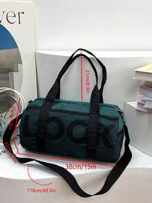 Large Capacity Nylon Letter Decor Gym Bag, Yoga Tote, Short Trip Luggage For Men & Women, School/Travel Use Sport Bag For Sports For Fitness For Exercise Travel Bag For Vacation For Women Travel Essential Yoga Bag - Green - View 12