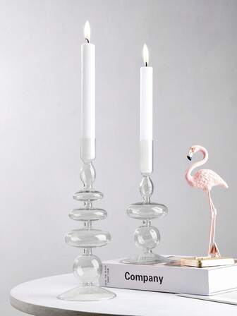 1 pezzo Portacandele in vetro minimalista creativo da 9,6 * 3,54 / 8,26 * 3,54 pollici, in materiale di vetro trasparente, adatto per decorazione di casa, matrimonio e tavolo da festa