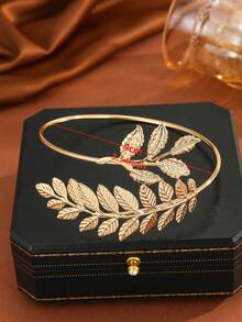 1 Pc Minimalist Fashionable Personalized Gold Double-Layer Leaf Arm Cuff Bracelet For Women, Suitable For Parties, Galas, Gifts, Daily Wear - Gold - View 6