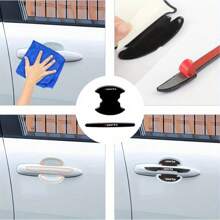 8Pcs Sports Car Door Handle Scratch Protection Stickers, Protective Film For Most Vehicles, Car Paint Protection