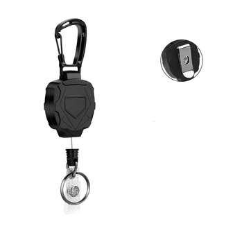 1 Stück schwere retraktable Schlüsselkette mit Ausweishalter, Karabiner, Stahlkabel Schlüsselband für Outdoor Camping Angeln Anti-Verlust Rucksack Schlüsselclip, Schulmaterial