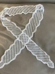 1 Set Lace Scarf,Long Chiffon Scarf, Ribbon Neckscarf, Lightweight Headband, Bag Decoration, Necktie, Collar Necklace - Suitable For Tying Package, Hair, And Neck For Dress - White - View 10