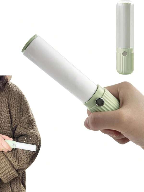 1 pieza Minirollo de pelusa para ropa, removedor de pelusa compacto y portátil para viajes y uso doméstico - Removedor de pelo de mascotas reutilizable con cubierta para muebles, pelo de gato/perro, polvo y pelusa, 30 láminas adhesivas con 1 repuesto (opciones de color amarillo/verde)