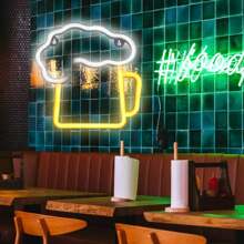 1pc Foam Beer Cup Neon Light, Suitable For Baby Room Decor, Bar Decoration, Girly Fairy Tale Lamp, Birthday Party, Wedding, Party Decor, Small Gift