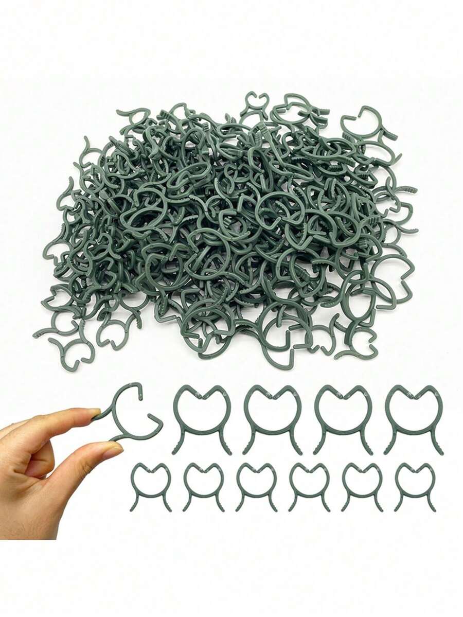 100/200 chiếc kẹp cây cảnh, kẹp lan, giá đỡ bằng nhựa, giá giữ thân cây, kẹp leo, giá đỡ mọc thẳng đứng. - Màu xanh lá cây đậm - Xem 1