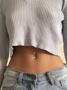 S925 Sterling Silver Cubic Zirconia Navel Nail, Navel Button, Navel Ring, Body Piercing Jewelry