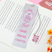 A Charming Pink Skull Reading Themed Stainless Steel Bookmark With A Beautiful Pink Book Charm, Perfect For Women Reading Love Is Still Alive, Valentine's Day Birthday & Holiday Gifts For Lovers And Friends!