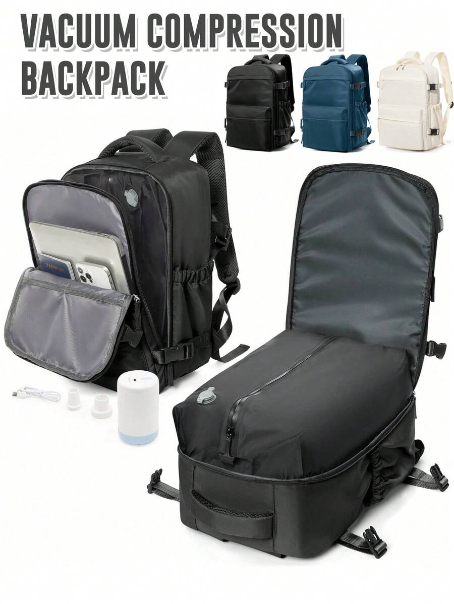 Vacuum Compression Backpack - Durable Nylon, For Men & Women Large-Capacity Travel Backpack Multifunctional Luggage Storage Backpack Lightweight & Water-Resistant - Perfect For Travel, Hiking, Camping & Outdoor Adventures Multi-Functional Compressed Vacuum Storage Backpack For College Students' Backpack - 彩色 - 查看 1