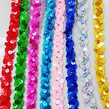 2Yards S Shape Golden Red Sequin Lace Trim Fabric Glitter Ribbon Crafts Bow For Garments Hat Sewing Decoration DIY Handmade Craft Accessories - Multicolor - View 9