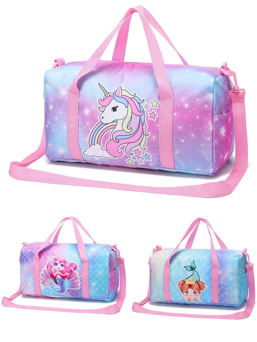 Bolsa de deporte estilo bolso de viaje con diseño de sirena y unicornio para niñas, bolsa de fin de semana, bolsa de viaje, bolsa de dormir, bolsa de gimnasio, bolsa de baile, regalo