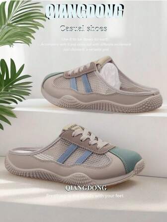 حذاء نسائي جديد ذو نقشة مخططة، حذاء خارجي كاجوال مريح وخفيف، قابل للاستخدام في الأماكن المفتوحة، لا يتعب القدم، سهل التنفس مصنوع من الشبك