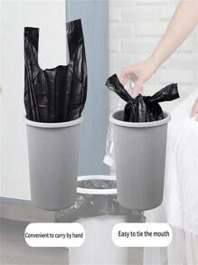 50pcs/Pack Thickened Plastic Garbage Bags, Carry-Style, Black, For Home, Living Room, Office, Kitchen, Great Value