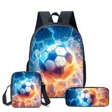 16-Inch Backpack Satchel And Pen Pouch,Soccer Lightning Water Fire Pattern,Polyester Material Is Lightweight And Durable - Black - View 1