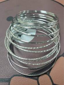 RINTOLER 14pcs Unique Geometric Hollow Woven Bracelet Set (Please Confirm The Product Size Is Suitable Before Purchasing.) - ZJ10288-14 Pieces Silver Bracelet - View 5