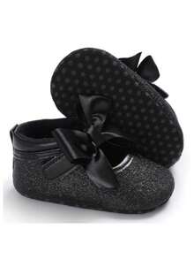 1 Pair Of Girls Princess Flat Shoes, Suitable For Spring And Summer - Black - View 2