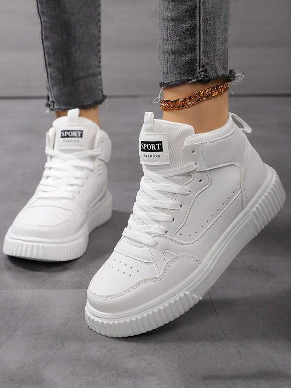 1 Pair Fashionable Comfortable Ankle Support Versatile Casual Sneakers, Suitable For Teenagers, Outdoor, High-Top/Low-Top, Sporty, Running, Skateboard,