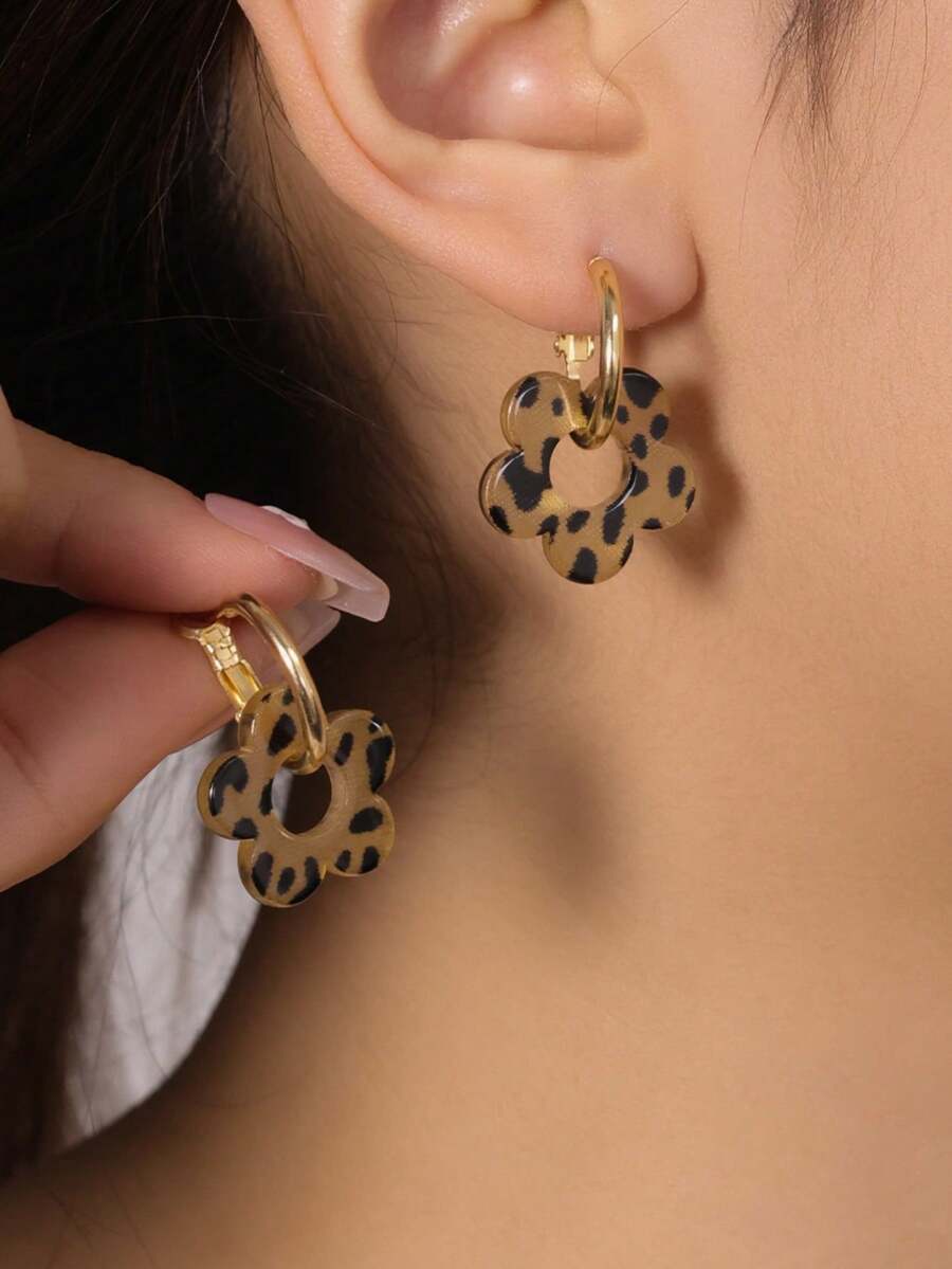 1 Cặp bông tai mặt dây chuyền năm cánh bằng Acrylic thời trang, phù hợp cho phụ nữ, hẹn hò, tiệc tùng, quà tặng, yếu tố cỏ ba lá