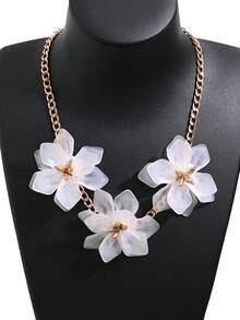 1pc Exaggerated Floral Petals Double Layer Eternal Flower Necklace, Elegant Choker Necklace Suitable For Women's Daily Wear, Balls, Parties, Jewelry Gift - Necklace - View 2