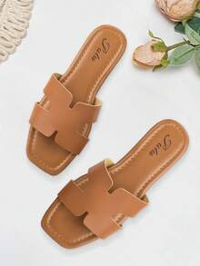 Women's H-Shaped Comfortable Sandals Versatile&Stylish Flat Sandals Casual Beach Summer Shoes - 棕色 - 查看 1
