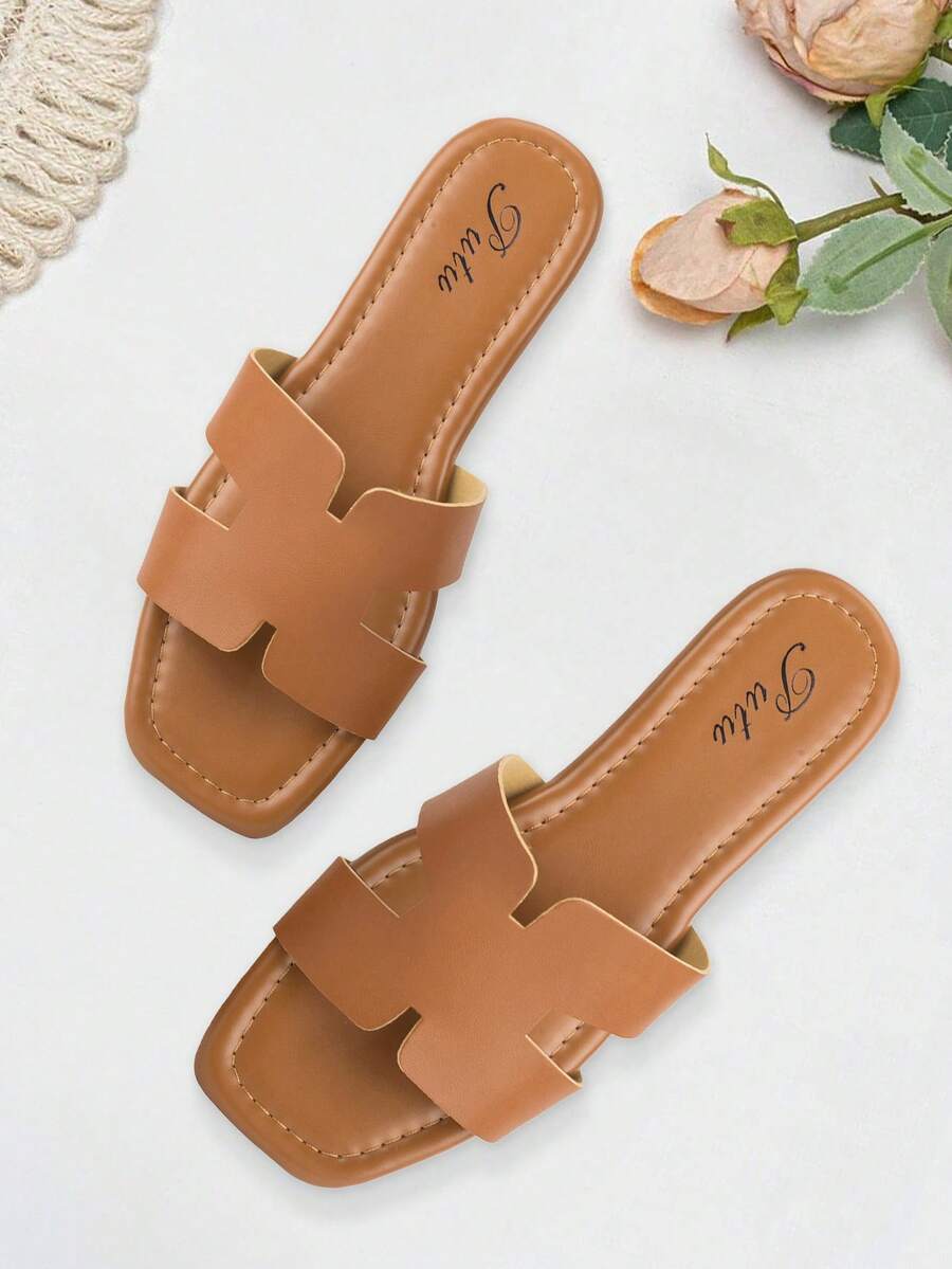 Women's H-Shaped Comfortable Sandals Versatile&Stylish Flat Sandals Casual Beach Summer Shoes - màu nâu - Xem 1