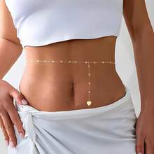 1pc Handmade Heart Body Chain Waist Belly Chain Drop Chain Personalized Minimalist Gold Beachwear Custom Beach Summer Jewelry Name For Women - Multicolor - View 3