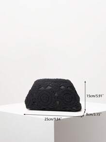 Bolso de embrague de ganchillo con patrón hueco, bolso de playa bohemio, set de ganchillo, artículos indispensables para viajar, atuendos de vacaciones para mujeres, artículos de boda, bolso de graduación, billetera casual de vacaciones (patrón aleatorio)