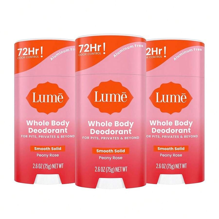 Lume Whole Body Deodorant - Smooth Solid Stick - 72 Hour Odor Control - Aluminum, Baking Soda And Skin  - 2.6 Ounce (Pack Of 2) (Soft Powder) - 牡丹玫瑰 - 查看 1