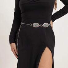 1pc European And American Waist Chain Retro Turquoise Inlaid Belt Decoration Versatile And Simple Bohemian Body Chain