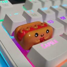 1 pieza de tapas de teclas mecánicas de teclado con diseño de hamburguesa adorable, patatas fritas, tapas de teclas personalizadas, palomitas de maíz, tapas de teclas de resina creativa, teclado con diseño de dibujos animados, decoración de 1u para regalo de teclado de computadora, diseñadas en forma de pollo frito simulado - Multicolor - Ver 10