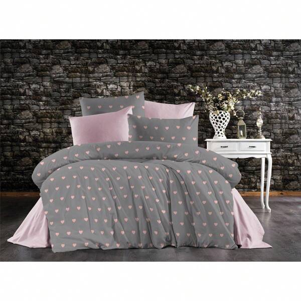 [Hergestellt in der Türkei] Weiche Baumwoll-Mischung 3/4 Stücke Bettwäsche-Set | 160*220 / 220*240 Bettbezug + 180*240 / 240*260 Spannbettlaken + 50*70 Kissenbezug(e) | Minimalistisches und gemütliches Design