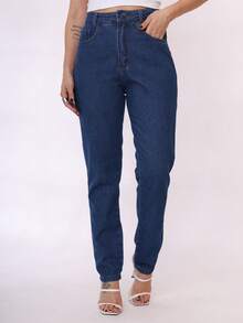 Women's Marbled Mom Jeans In Premium Thick Fabric - 藍色 - 查看 1