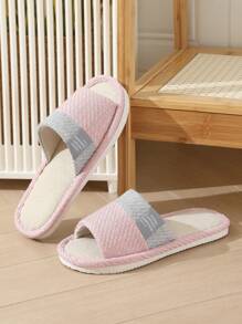 Mules en lin, pantoufles intérieures silencieuses absorbantes et respirantes pour couples pour toutes les saisons