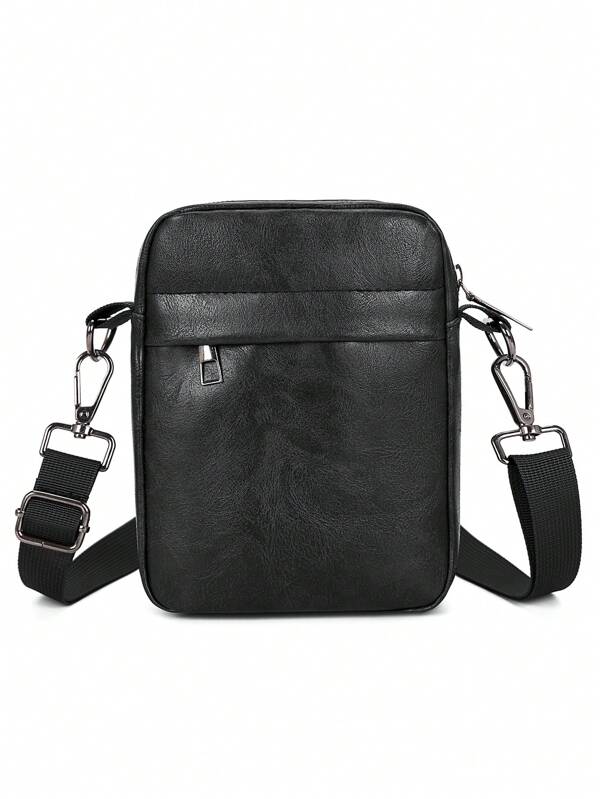 Men's Vintage PU Leather One Shoulder Crossbody Bag, Mini Square PU Crossbody Bag (7.48in X 1.57in X 5.9in) Camera Bag Side Bag Pouch