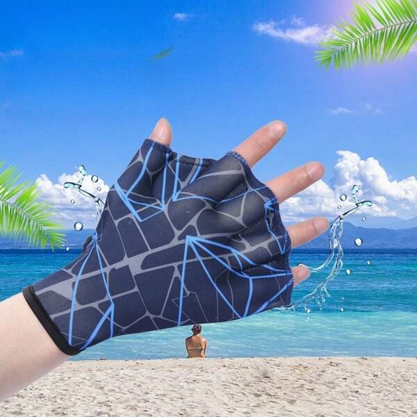 1 par de guantes tipo aleta con malla para las manos, aletas para entrenamiento de natación y buceo para hombres y mujeres, deportes acuáticos de verano