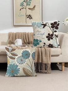 4 pièces Taies d'oreiller imprimées de fleurs vintage, Housses de coussin en velours rétro, impression unilatérale avec fermeture éclair cachée, convenant à toutes les saisons, sans insert de coussin, adaptées à la décoration de cabine extérieure, salon, chambre à coucher, canapé, patio