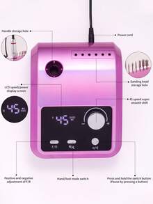 LIMEGIRL 45,000 RPM Electric Nail Drill, Nail Drill Set, Electric Nail File, Professional Grade, Suitable For Acrylic Nails, Gel Nails, Manicure, Pedicure Polishing, Home And Salon Use, With Foot Pedal - Pink - View 3