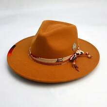 1pc Bohemian Cowboy Hat, Jazz Panama Hat, Tweed Unisex Hat, Derby Hat, Classic Felt Hat, Western Cowboy Hat - A Must-Have Item For Dances, Parties, Dates, Going Out, Outdoor Camping