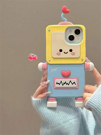 Silicone 3D Cute Stylish Robot Phone Case, Compatible With IPhone Apple 11, 12, 13, 14, 15 Pro Max