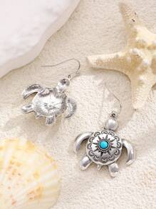 1 par de pendientes con diseño de tortuga para mujer, joyería de moda delicada y linda, regalo de cumpleaños u ocasiones festivas adecuado para uso diario y reuniones