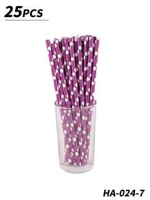 1 Packung mit 25/50/100 Stück Einweg-Papierstrohhalmen, mehrfarbiges Farbverlauf-Punktmuster, geeignet für Party, Restaurant, Desserts, Milchtee, Saft, DIY Dekorationen, Schulmaterial