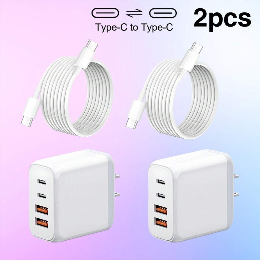 USB C 充电器块 4 端口壁式充电器 C 型充电器快速充电块立方体。多端口 PD 电源适配器壁式插头适用于 L 手机 16 15 14 Pro Max，适用于办公室、宿舍和家庭多端口 - 美規A型插(110-127V) - 查看 1