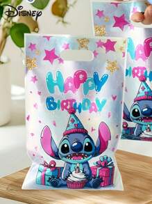 Disney 20 piezas Bolsas de regalo de plástico con diseño de Lilo y Stitch de Disney, en azul Stitch y rosa Angel, para decoración de fiesta de cumpleaños