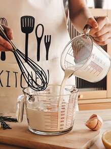 Stylish And Simple Glass Measuring Cup With Scale And Handle, Thickened, Heat-Resistant, Suitable For Baking, Cooking And Kitchen Use - Precise Measurement, Allowing You To Perfectly Grasp The Required Amount And Make Delicious Food. Precise Component Preparation; Measurement Marking; Heat-Resistant Glass