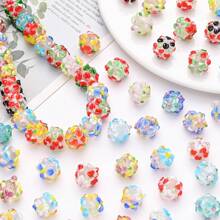 3pcs Floral Glass Beads - With 3D Flower Surface, DIY Jewelry Making Accessories, Suitable For Bracelets, Necklaces, Earrings, Keychains, Phone Straps, And Craft Projects