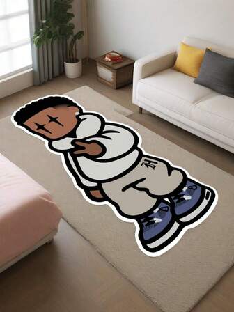 Alfombra de sala de estar con patrón asimétrico creativo de terciopelo, tapete de dormitorio suave y cómodo con forma humana única, fácil de mantener para sofá y mesita de noche, decoración del hogar