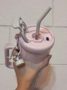 Thermal Cup Premium Thermal Bottle 1200 ML 1.2L Stainless Steel With Lid, Straw And Key Ring - Rosa bebe c/borracha cinza - 查看 3