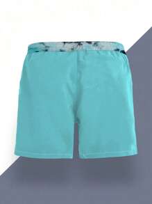 Shorts de verano para hombre con estampado impreso, cintura con cordón, bolsillo en ángulo, de secado rápido de doble capa con forro de malla, estampado colorblock 3D de gaviota, casual y de playa de longitud a la rodilla para vacaciones